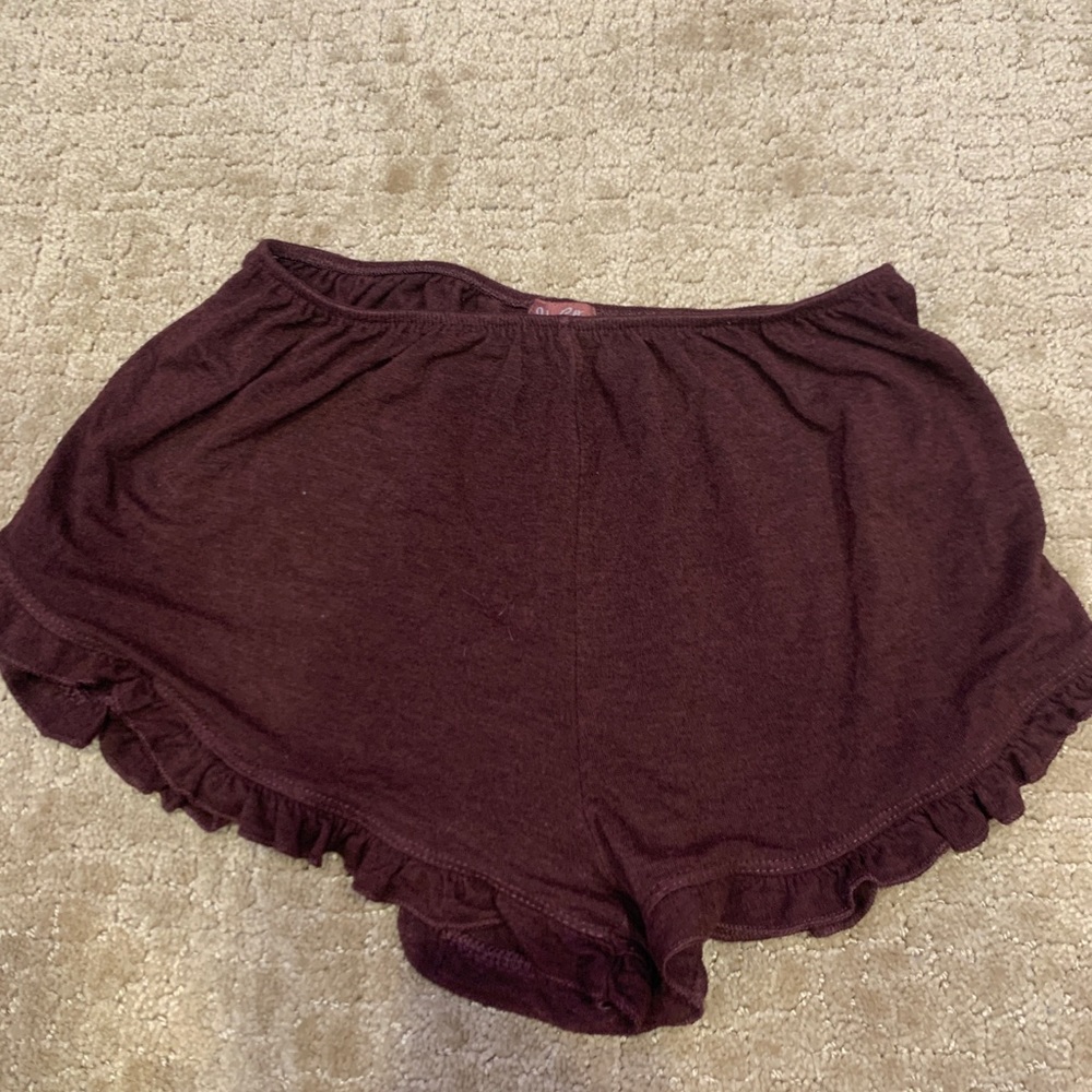 maroon ruffle brandy shorts
